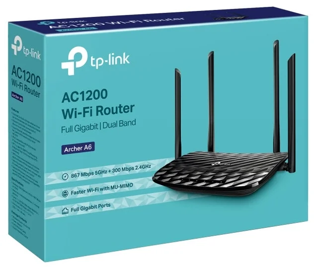 Картинка Роутер TP-LINK Archer A6 802.11 WiFi 5