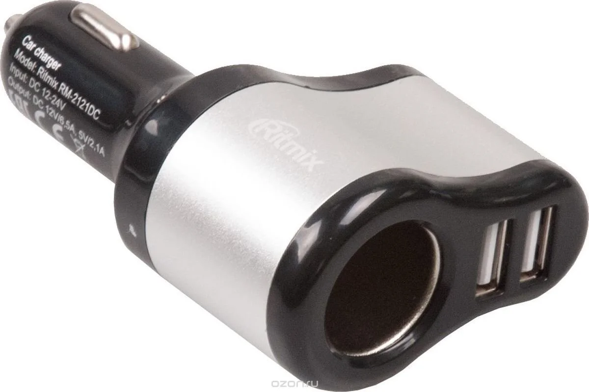 Автомобильное зарядное устройство RITMIX RM-2121DC Black-silver