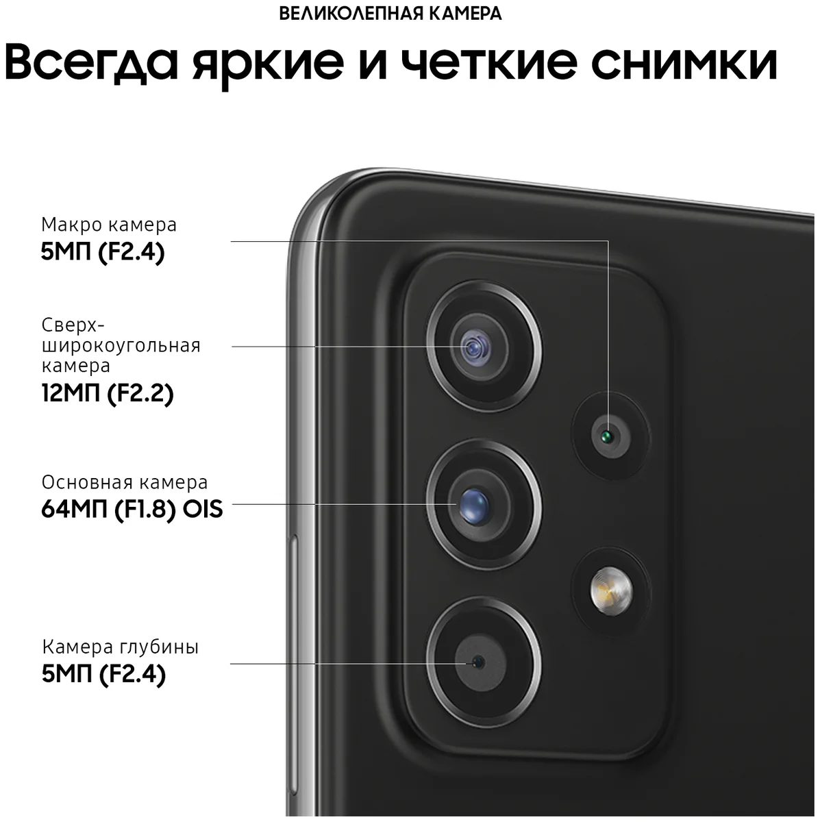 Смартфон SAMSUNG Galaxy A52 256Gb Black (SM-A525FZKISKZ) Казахстан