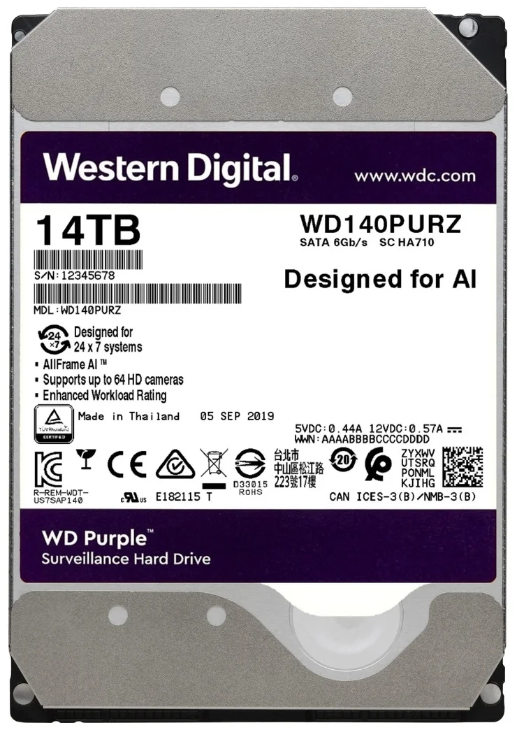 Фото Жесткий диск HDD Western Digital Purple WD140PURZ Фото Жесткий диск HDD Western Digital Purple WD140PURZ