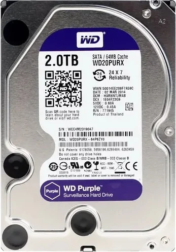 Фото Жесткий диск для видеонаблюдения HDD Western Digital Purple WD20PURX-78 Фото Жесткий диск для видеонаблюдения HDD Western Digital Purple WD20PURX-78