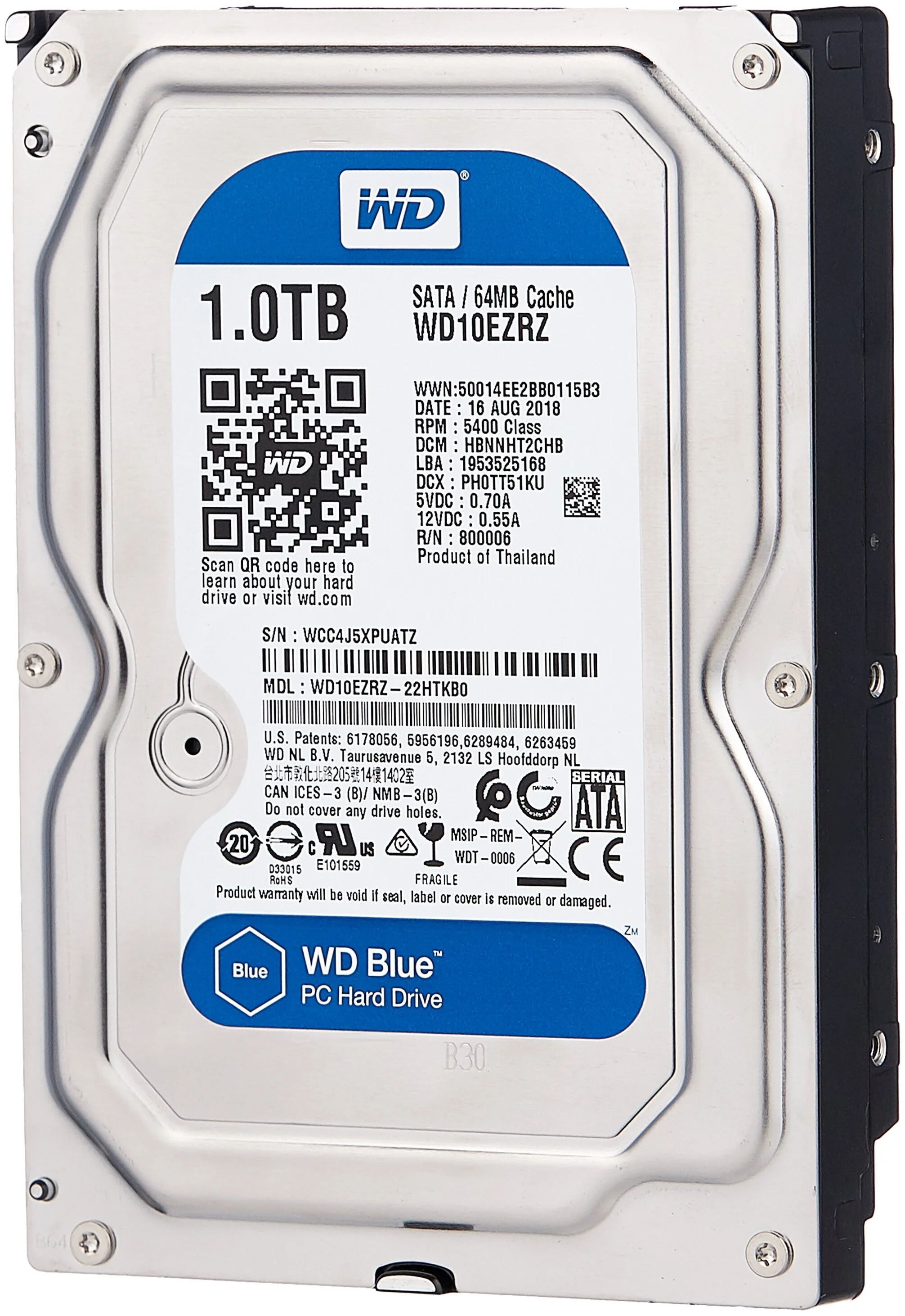 Фото Жесткий диск HDD Western Digital WD10EZRZ 1000 Gb Blue