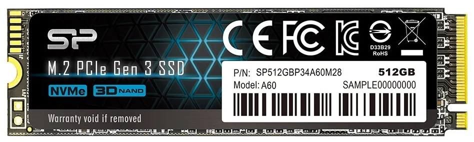 Фото Жесткий диск SSD SILICON POWER A60 SP512GBP34A60M28 NVMe Фото Жесткий диск SSD SILICON POWER A60 SP512GBP34A60M28 NVMe