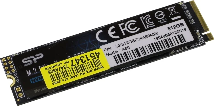 Жесткий диск SSD SILICON POWER A60 SP512GbP34A60M28 NVMe