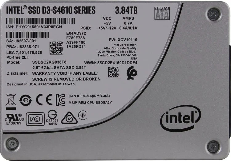 Фото Жесткий диск SSD INTEL D3-S4610 Series SSDSC2KG038T801 SATA Фото Жесткий диск SSD INTEL D3-S4610 Series SSDSC2KG038T801 SATA