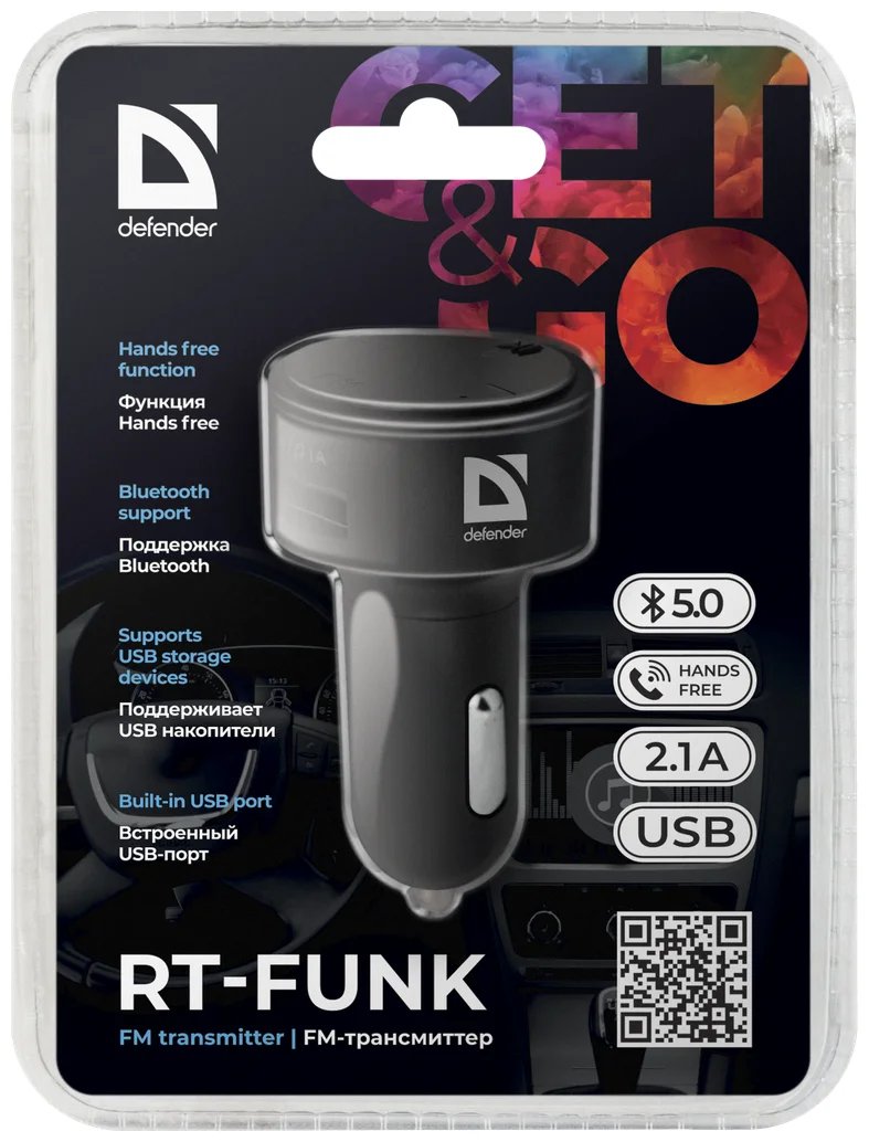 Картинка FM-трансмиттер DEFENDER RT-Funk BT/HF