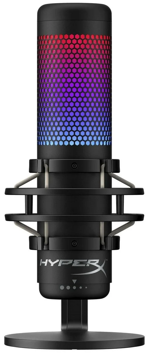 Фотография Микрофон HyperX HMIQ1S-XX-RG/G Quadcast S на подставке Фотография Микрофон HyperX HMIQ1S-XX-RG/G Quadcast S на подставке