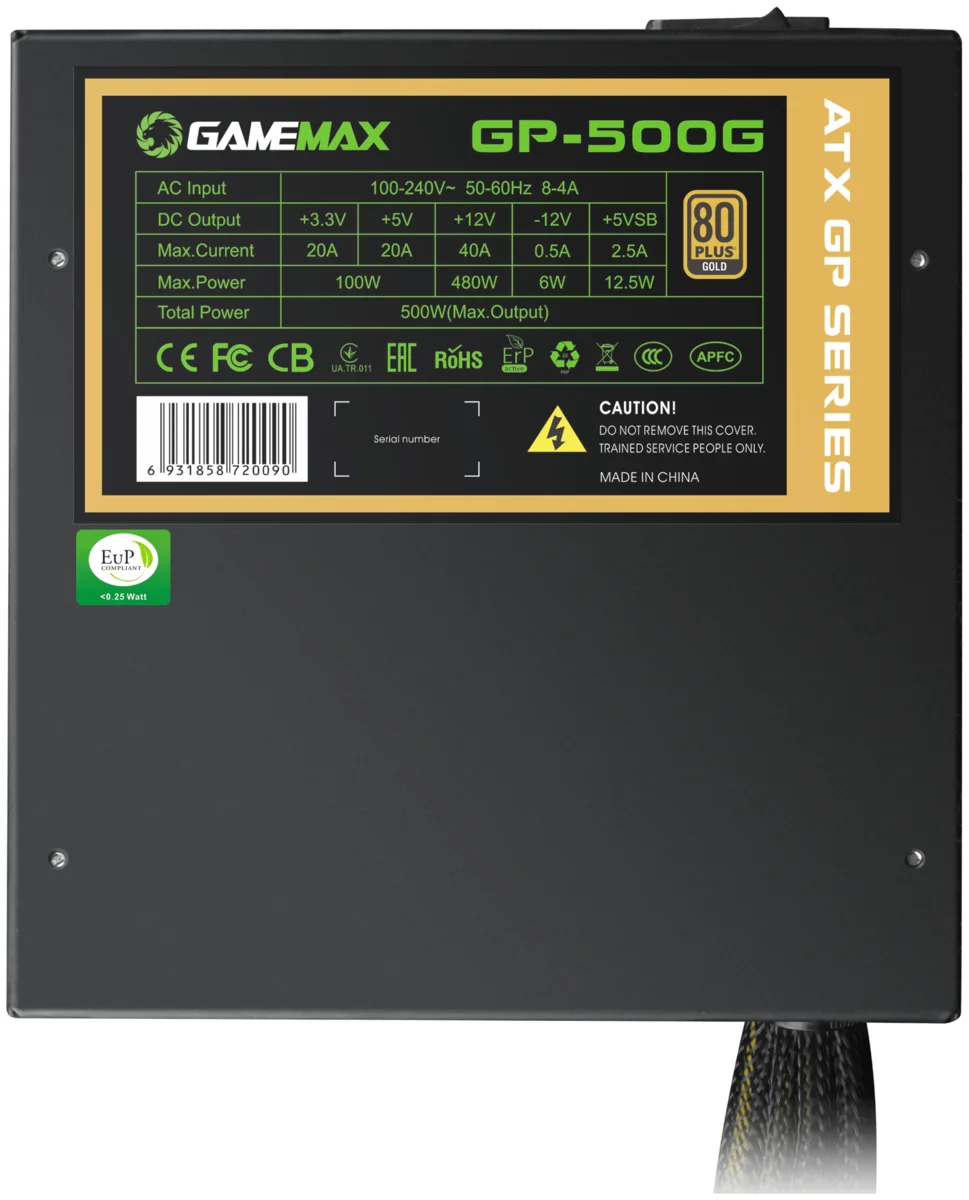 Фотография Блок питания GAMEMAX GP-500G 80+ GOLD Фотография Блок питания GAMEMAX GP-500G 80+ GOLD