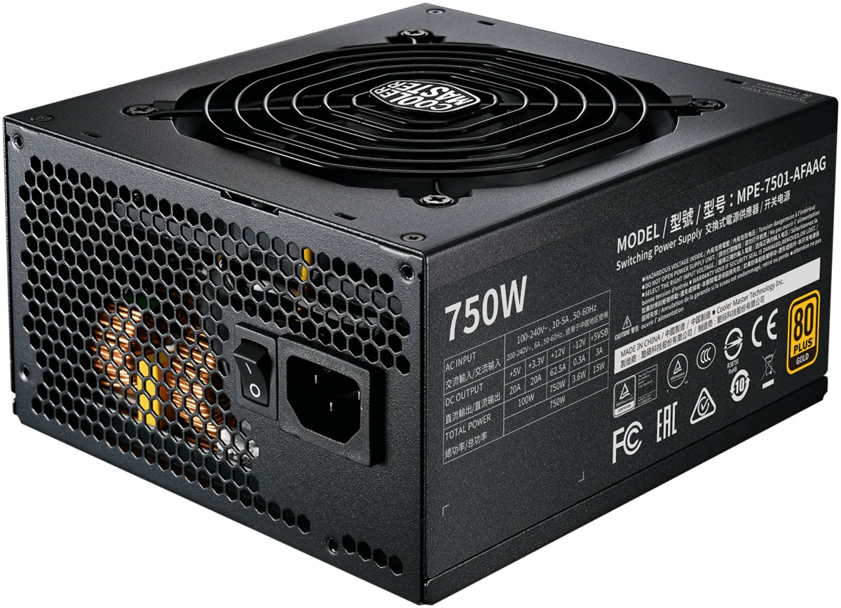 Фотография Блок питания CoolerMaster MWE GOLD 750 V2 500-750W Full Modular, Active PFC, вент.12 см 80+ GOLD MPE-7501-AFAAG-EU Фотография Блок питания CoolerMaster MWE GOLD 750 V2 500-750W Full Modular, Active PFC, вент.12 см 80+ GOLD MPE-7501-AFAAG-EU