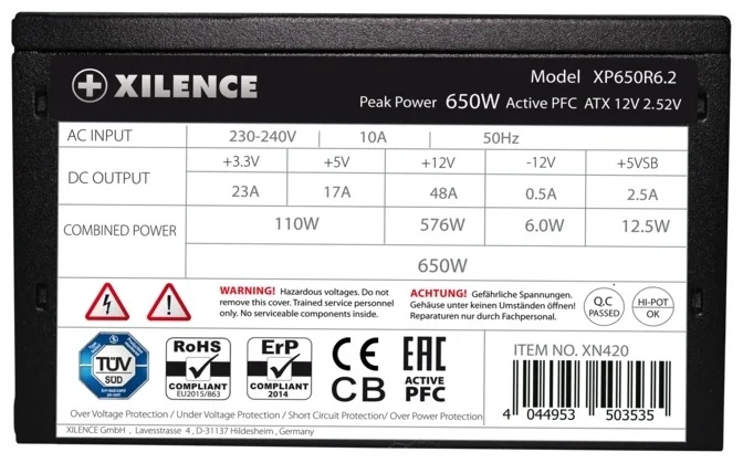 Фотография Блок питания XILENCE XN420 650W (XP650R6.2) Фотография Блок питания XILENCE XN420 650W (XP650R6.2)