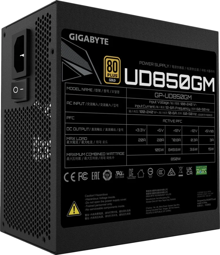 Фотография Блок питания GIGABYTE GP-UD850GM