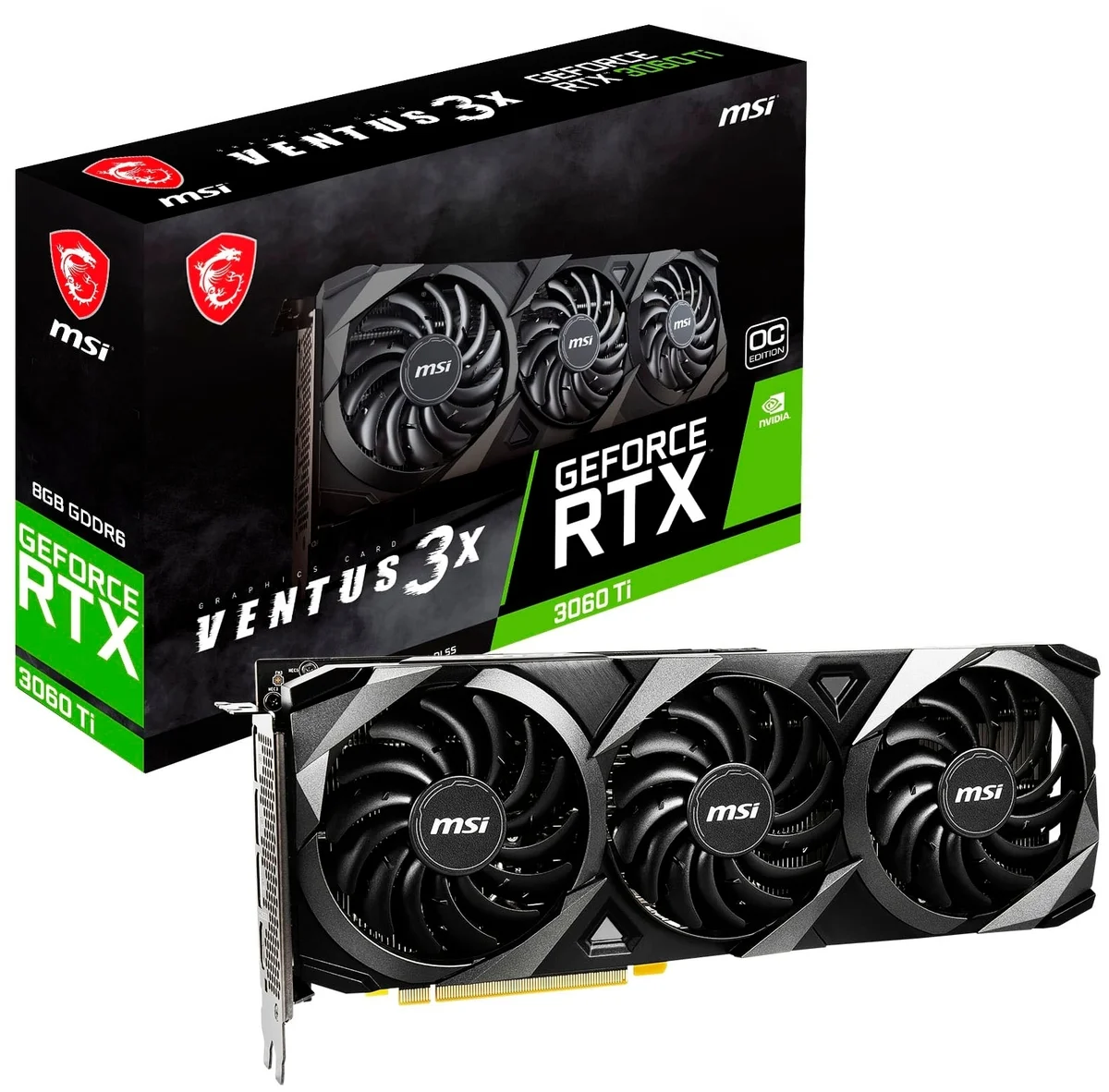 Видеокарта MSI GeForce RTX3060 Ti VENTUS 3X 8G (RTX 3060 Ti VENTUS 3X 8G OC LHR) Казахстан