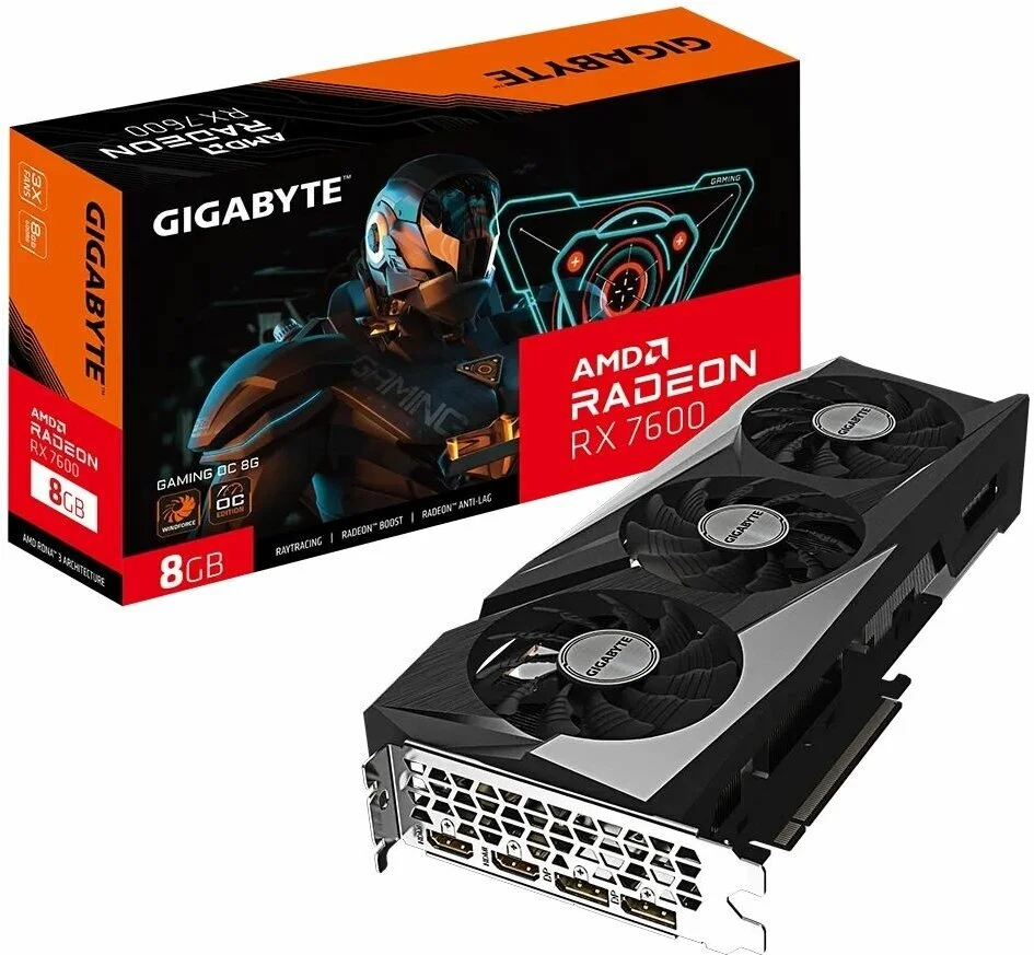 Фото Видеокарта GIGABYTE (GV-R76GAMING OC-8GD) Radeon RX 7600 GAMING OC 8G
