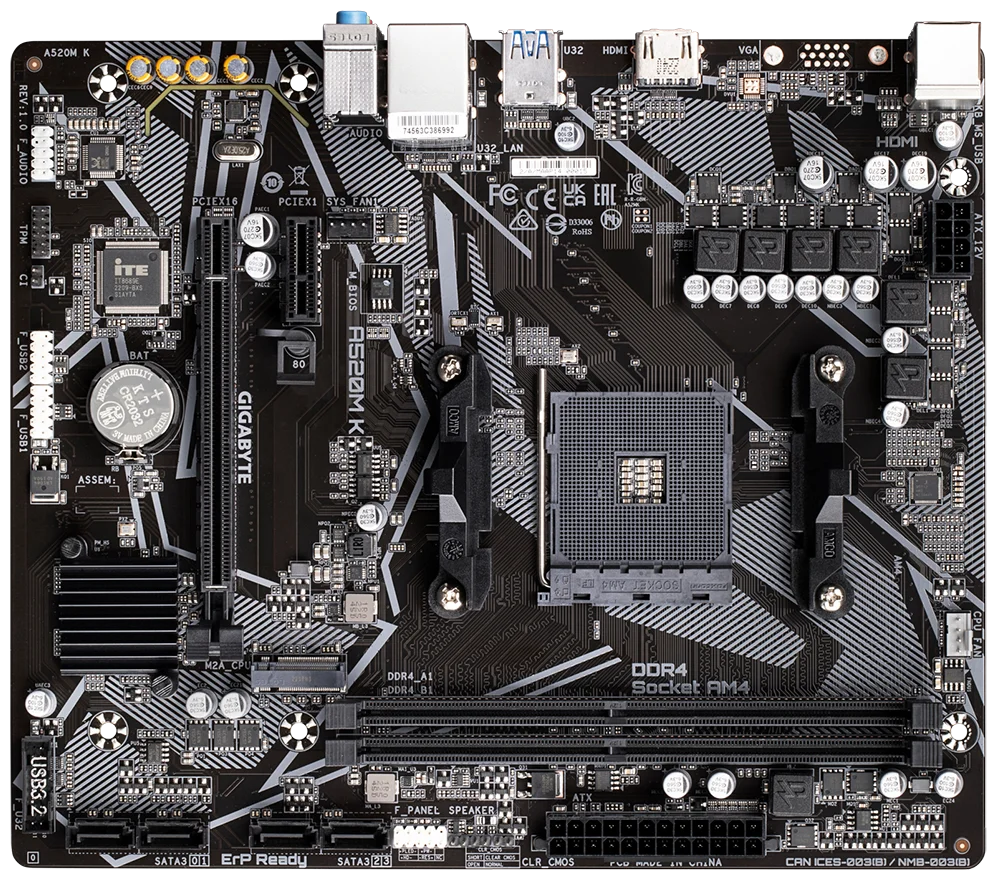 Фото Материнская плата GIGABYTE A520M K DDR4