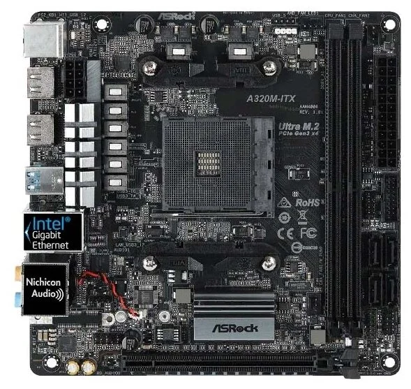 Фото Материнская плата ASRock A320M-ITX Фото Материнская плата ASRock A320M-ITX