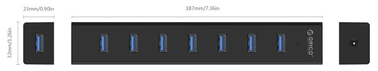 Фото USB Хаб ORICO H7013-U3-AD-EU-BK-BP