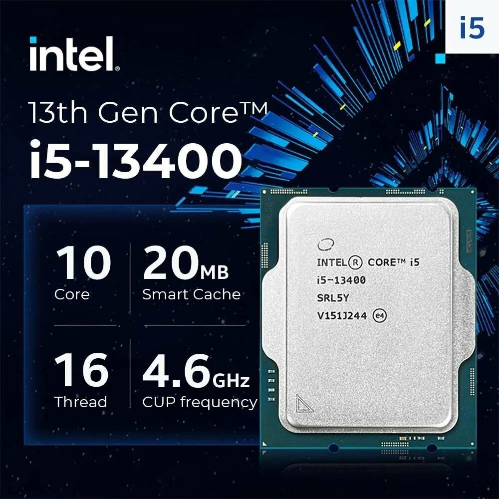 Картинка Процессор INTEL Core i5-13400 2.5GHz (Raptor Lake 4.6) 10C/16T 20 MB L3 UHD770 154WSocket 1700 box