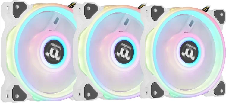 Картинка Кулер для компьютерного корпуса THERMALTAKE Riing Quad 12 RGB White (3-Fan Pack) (CL-F100-PL12SW-A)