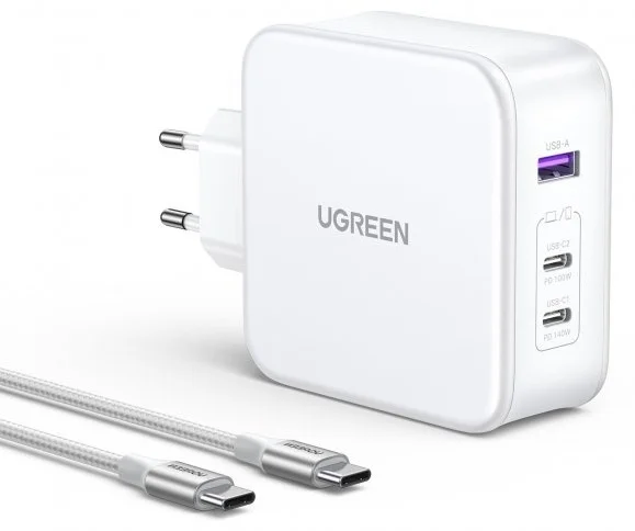 Фото Зарядное устройство UGREEN CD289 140W 3-Port PD GaN Fast Charger EU (White) 15339 Фото Зарядное устройство UGREEN CD289 140W 3-Port PD GaN Fast Charger EU (White) 15339