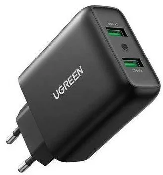Фото Зарядное устройство Ugreen CD161 10216 Dual USB-A QC 3.0 36W Charger Фото Зарядное устройство Ugreen CD161 10216 Dual USB-A QC 3.0 36W Charger