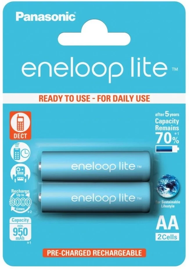 Фото Аккумулятор PANASONIC BK-3LCCE/2BE Eneloop Lite AA 950 mAh/2B