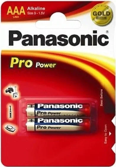 Фото Батарейка щелочная PANASONIC LR03PPG/2BP Pro Power AAA