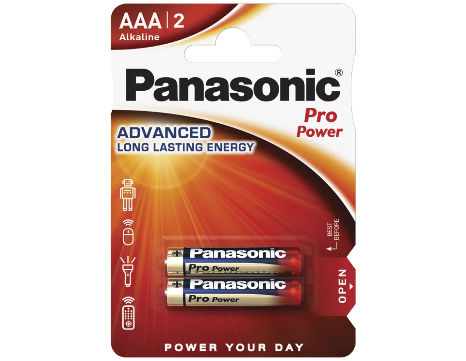 Фото Батарейка щелочная PANASONIC LR03XEG/2BP Pro Power AAA/2B