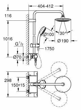 Фото Душевая система GROHE EPH 190 26249000