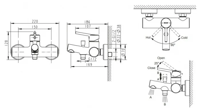 Фотография BRAVAT F6172217CP-01-RUS BRAVAT PALACE Смеситель для ванны короткий излив (к/к 4) Фотография BRAVAT F6172217CP-01-RUS BRAVAT PALACE Смеситель для ванны короткий излив (к/к 4)