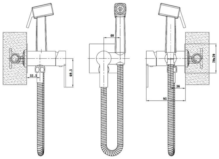 Фото Гигиенический душ со смесителем ESKO SMH06 GRAPHITE