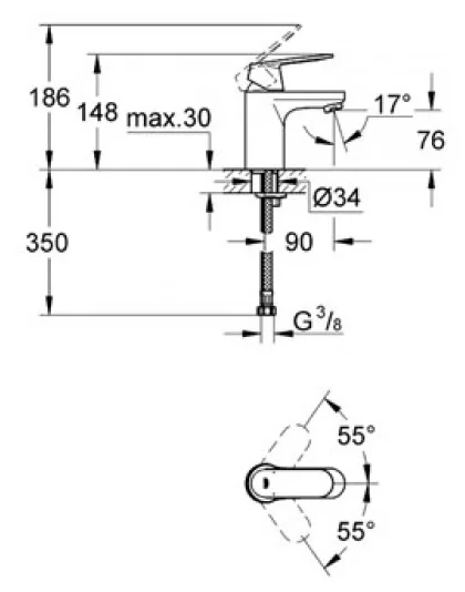 Фото Смеситель GROHE Eurosmart Cosmopolitan DN 15 S-Size 32824000