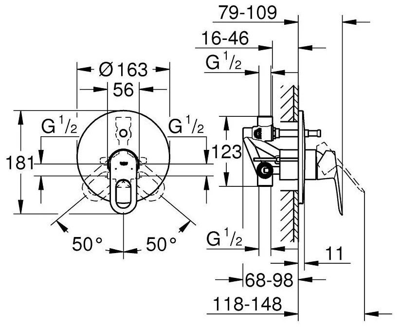 Картинка GROHE Смеситель для ванны встраиваемый без излива GROHE BauLoop 29081000 Картинка GROHE Смеситель для ванны встраиваемый без излива GROHE BauLoop 29081000