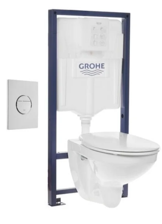 Комплект 4в1: Инсталляция с панелью смыва, унитаз с сиденьем Grohe Solido 39499000