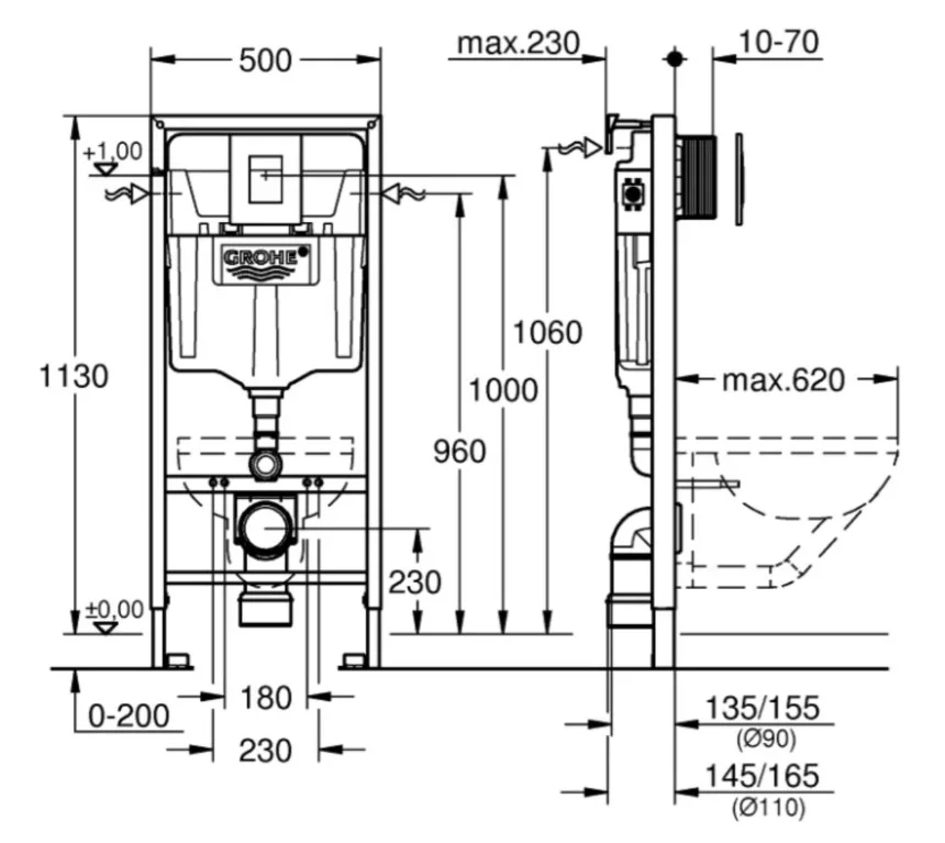 Фото Инсталляция для подвесного унитаза GROHE SL 38772001