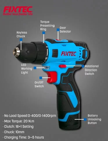 Купить Шуруповерт FIXTEC FCD12L07C