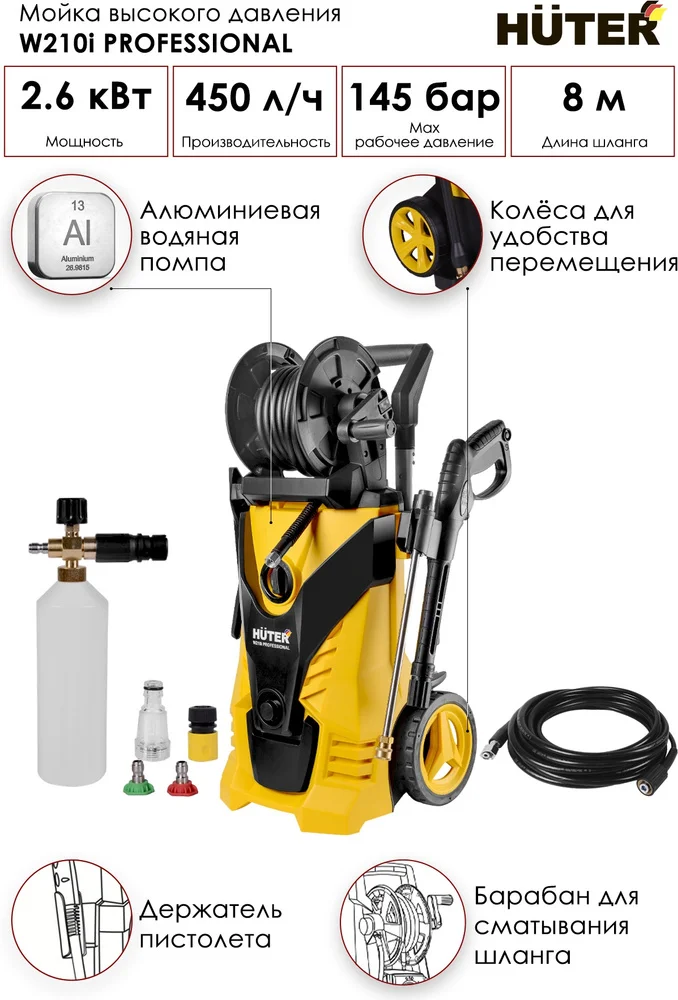 Купить Мойка высокого давления HUTER W210i PROFESSIONAL (70/8/18)