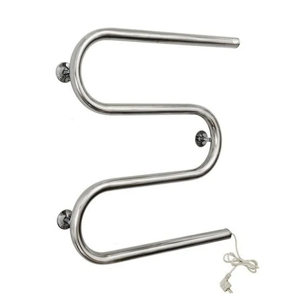 Фото Полотенцесушитель Олимп М-образный с полочкой, н/р 1&quot; 600*600 прав. электрический