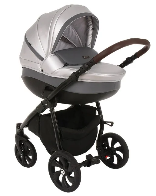 Фото Коляска TUTIS 2 в 1 NANNI Leather Silver/Dark Gray 892346/Г