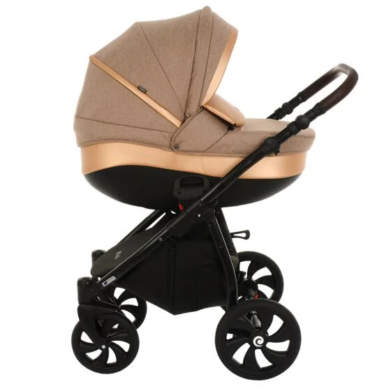 Фото Коляска TUTIS 2 в1 NANNI короб + прогулка Песочный + Кожа Gold 892048/Г