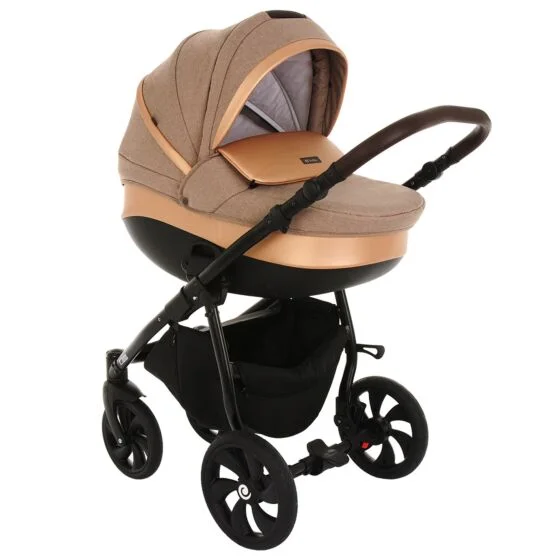Фотография Коляска TUTIS 2 в1 NANNI короб + прогулка Песочный + Кожа Gold 892048/Г