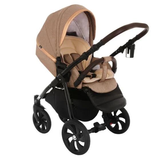 Картинка Коляска TUTIS 2 в1 NANNI короб + прогулка Песочный + Кожа Gold 892048/Г