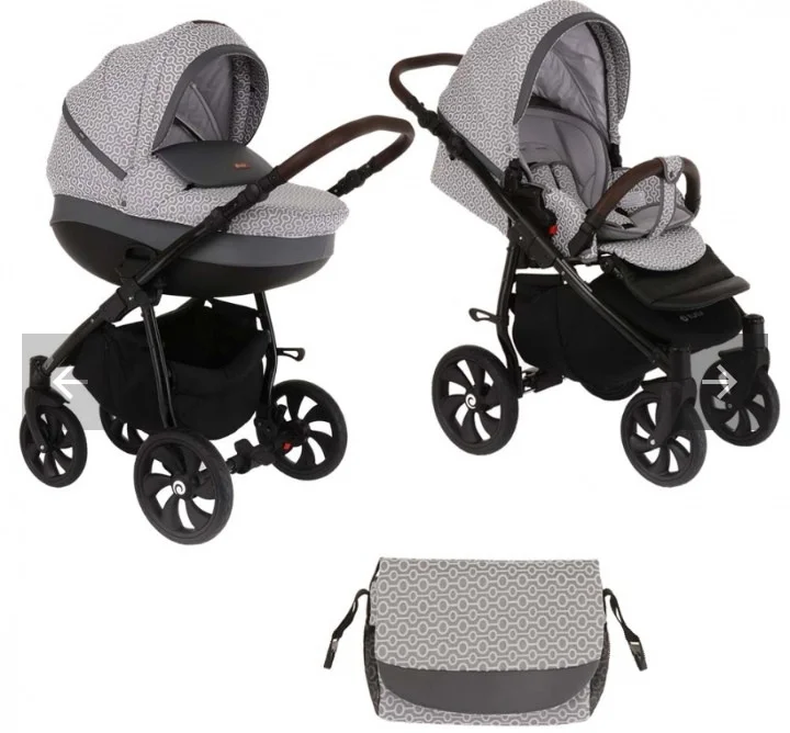 Коляска TUTIS 2 в1 NANNI короб + прогулка Узор Серый +Кожа Серый 892270/Г