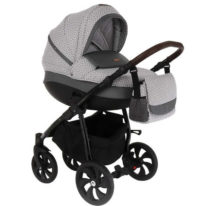 Фото Коляска TUTIS 2 в1 NANNI короб + прогулка Узор Серый +Кожа Серый 892270/Г
