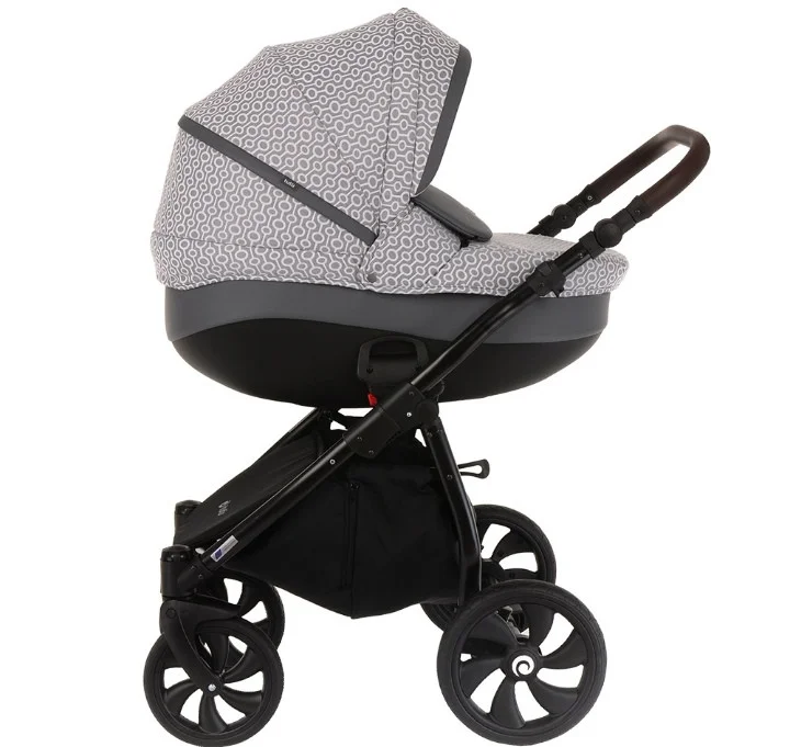 Картинка Коляска TUTIS 2 в1 NANNI короб + прогулка Узор Серый +Кожа Серый 892270/Г
