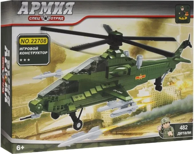 Фото Конструктор AUSINI 22708 Армия Военный ударный вертолет