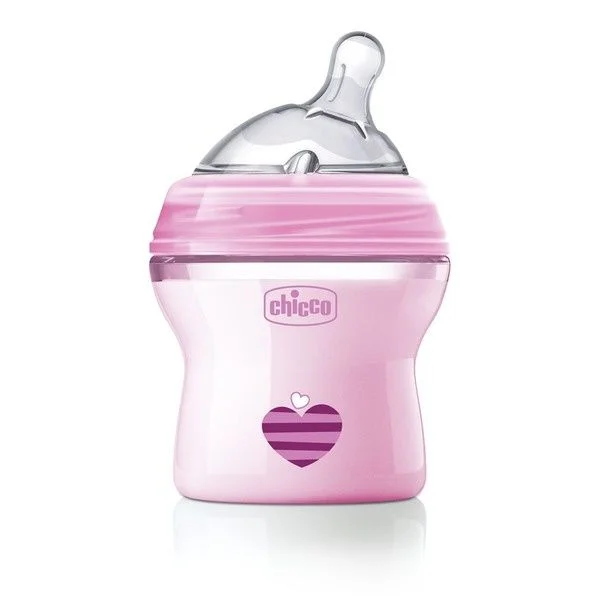 Бутылочка CHICCO 00080811110000 Natural Feeling розовая силикон 150мл 0м+