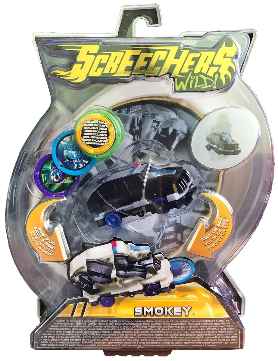 Купить Машинка-трансформер Screechers Wild Смоки черно-белый 34829 Купить Машинка-трансформер Screechers Wild Смоки черно-белый 34829