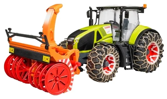 Фото Машинка BRUDER Трактор Claas Axion 950 c цепями и снегоочистителем 03-017