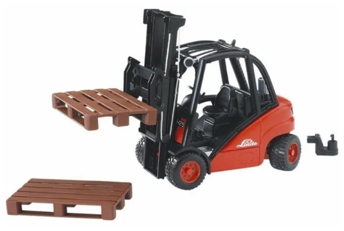 Фото Машинка BRUDER Погрузчик вилочный Linde H30D с паллетами 02-511