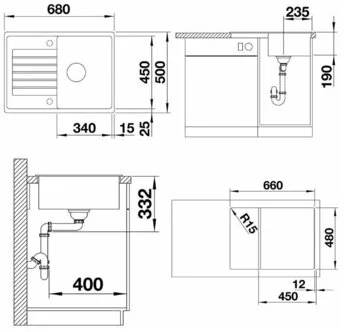 Фотография Кухонная мойка BLANCO Zia 45 S compact антрацит (524721)